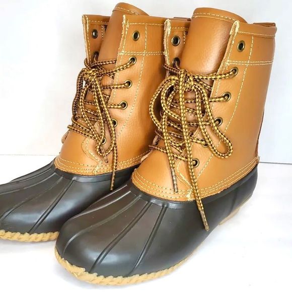 New Khombu Premium Leather & Rubber Winter Lace Up Ankle Duck Boots Size 5 - Picture 6 of 15